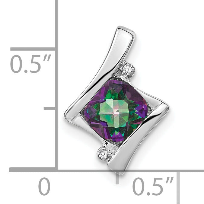 14k White Gold Mystic Fire Topaz and Diamond Pendant-PM7033-FT-001-WA