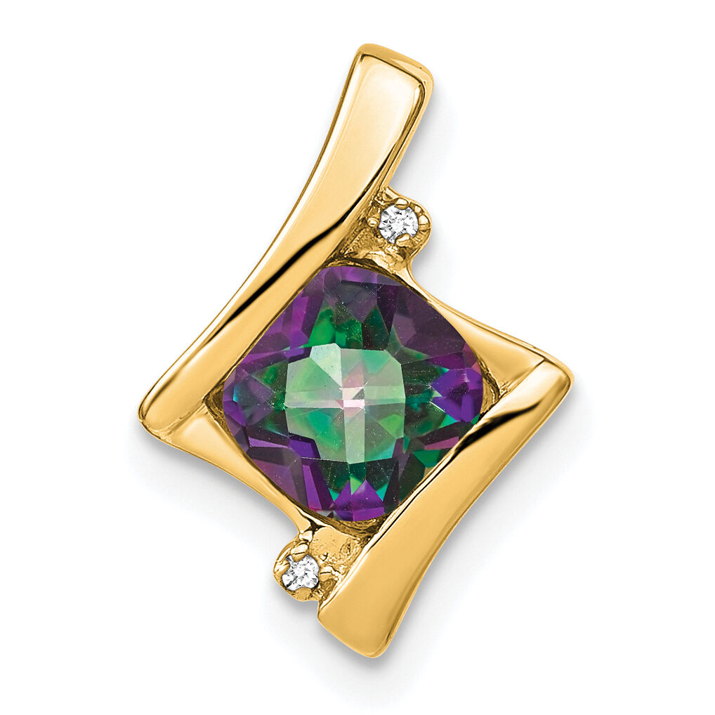 14k Mystic Fire Topaz and Diamond Pendant-PM7033-FT-001-YA