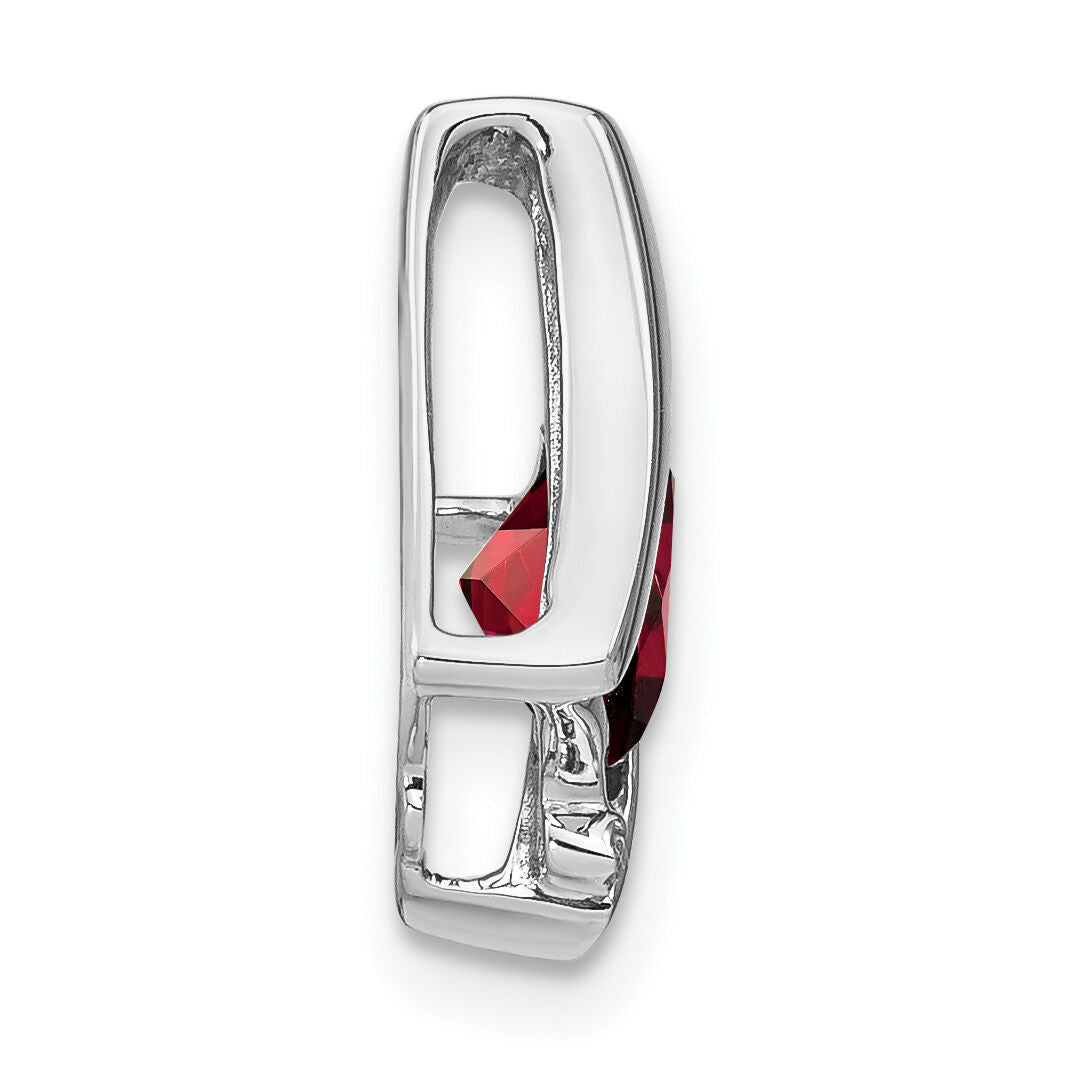 14k White Gold Garnet and Diamond Pendant-PM7033-GA-001-WA