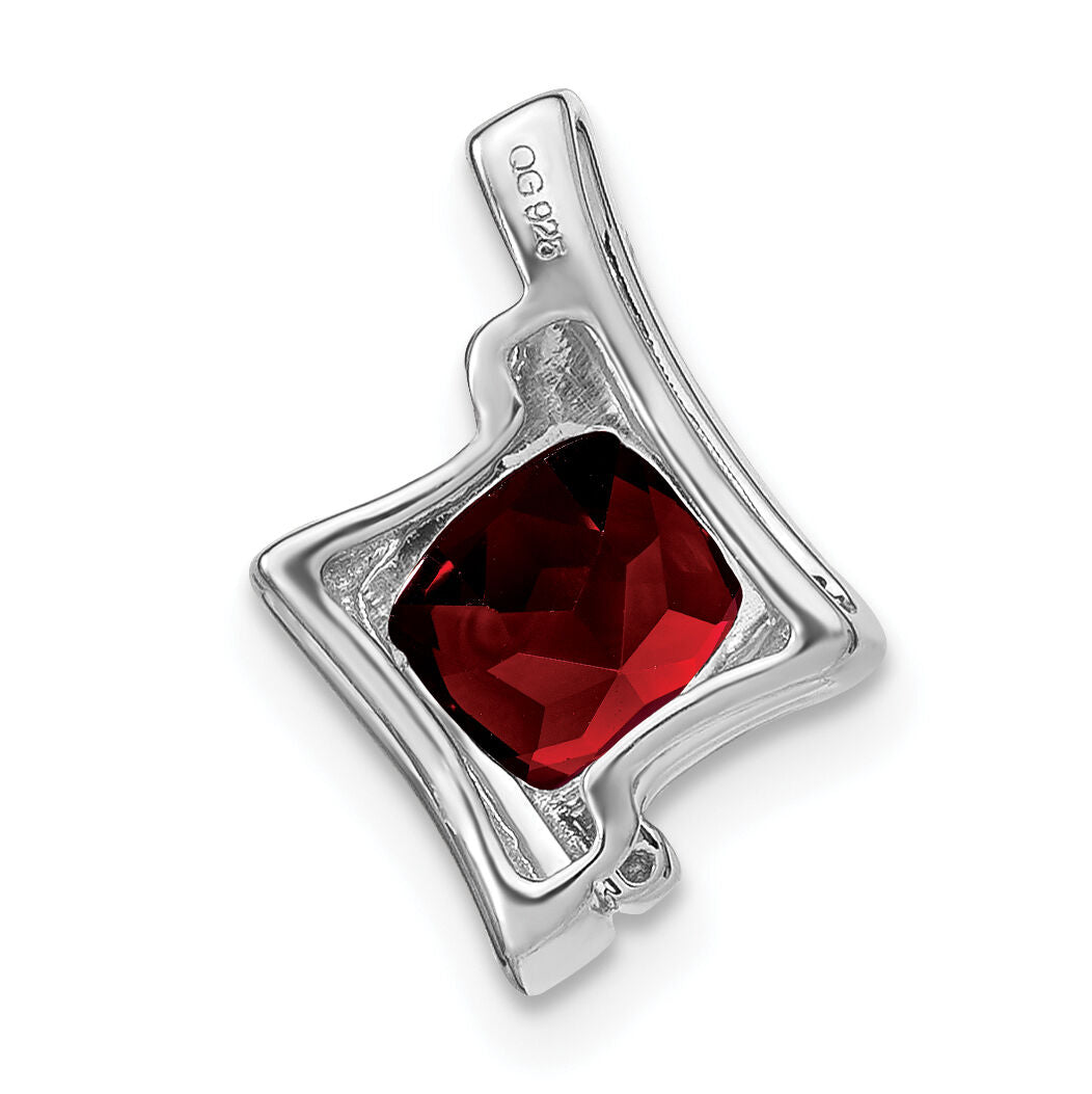 14k White Gold Garnet and Diamond Pendant-PM7033-GA-001-WA