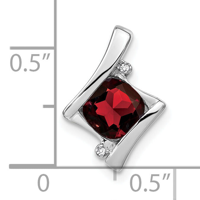 14k White Gold Garnet and Diamond Pendant-PM7033-GA-001-WA