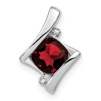 14k White Gold Garnet and Diamond Pendant-PM7033-GA-001-WA
