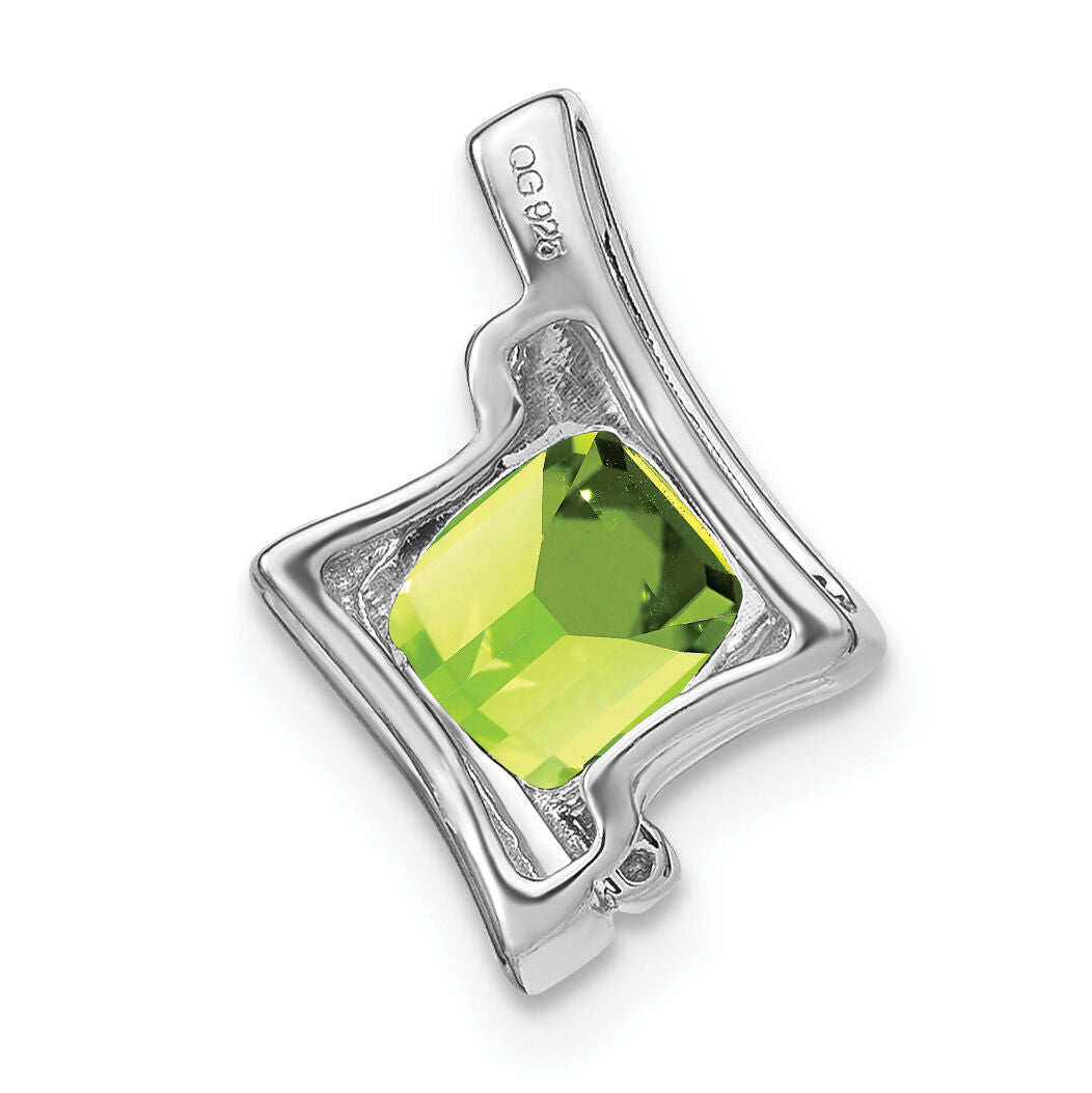 14k White Gold Peridot and Diamond Pendant-PM7033-PE-001-WA