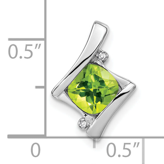 14k White Gold Peridot and Diamond Pendant-PM7033-PE-001-WA