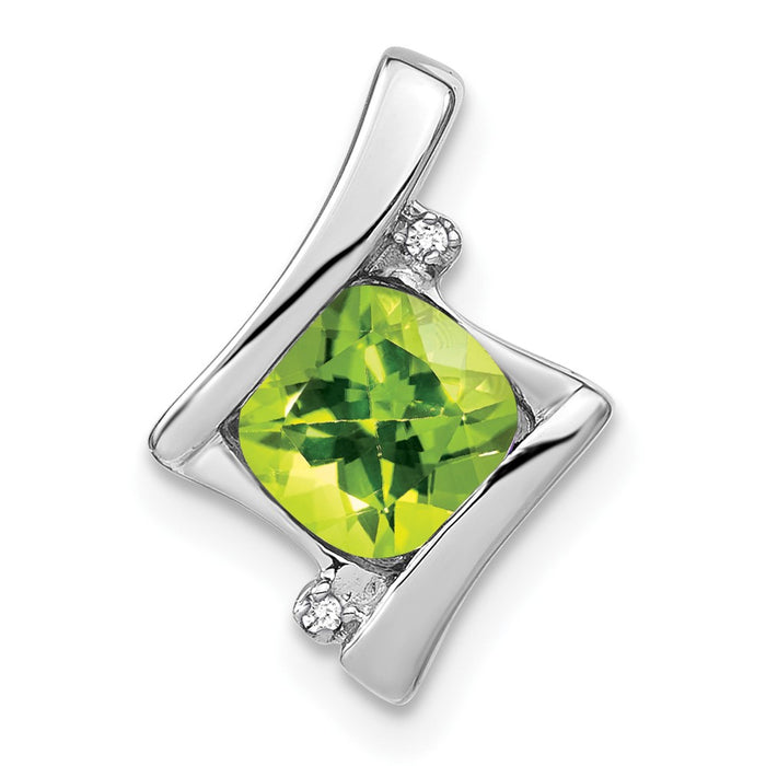 14k White Gold Peridot and Diamond Pendant-PM7033-PE-001-WA