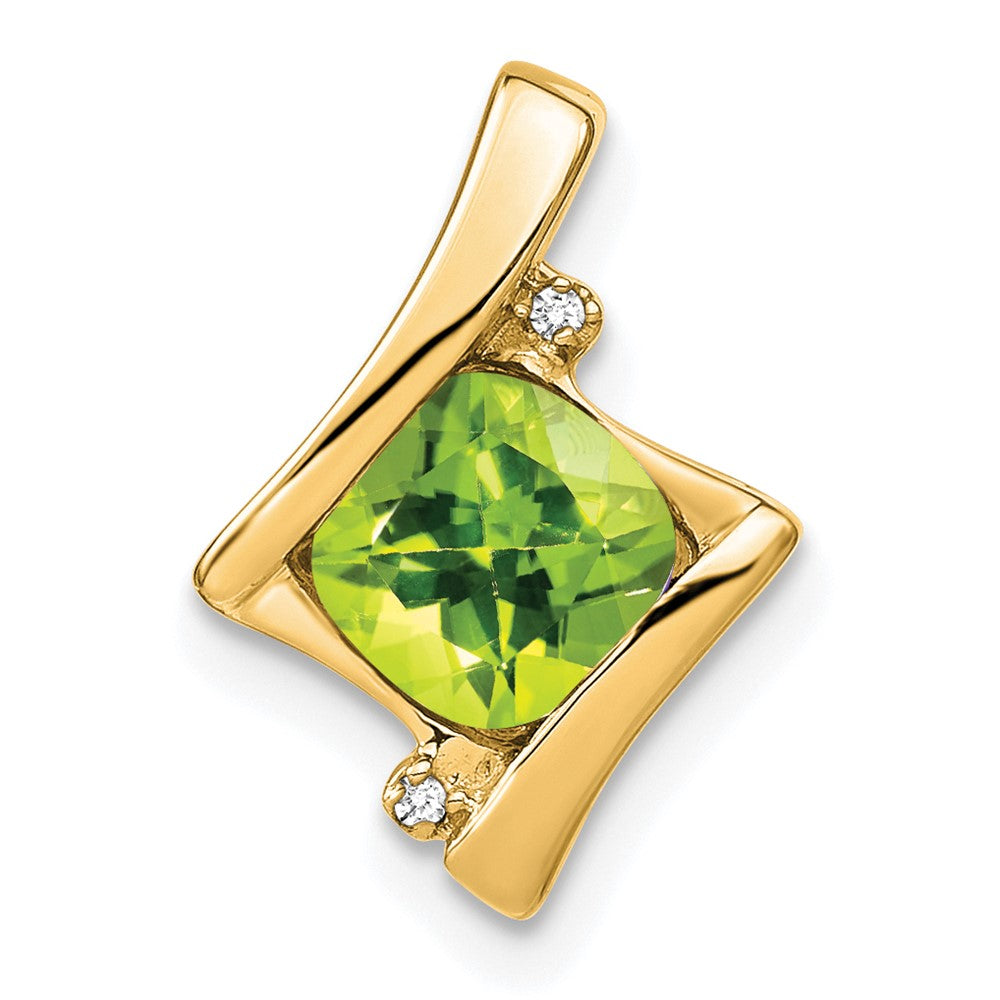 14k Peridot and Diamond Pendant-PM7033-PE-001-YA