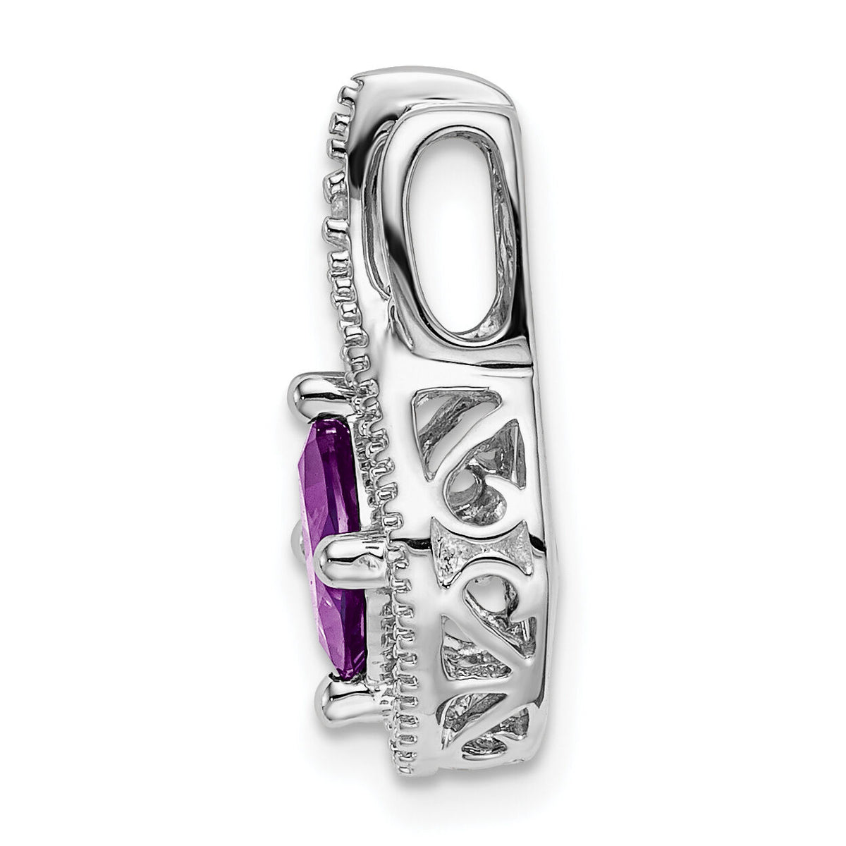 14k White Gold Amethyst and Diamond Pendant-PM7034-AM-001-WA