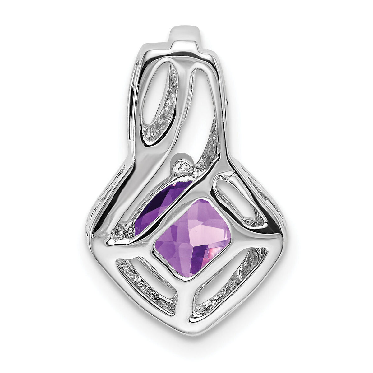 14k White Gold Amethyst and Diamond Pendant-PM7034-AM-001-WA