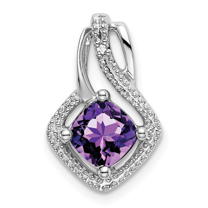 14k White Gold Amethyst and Diamond Pendant-PM7034-AM-001-WA