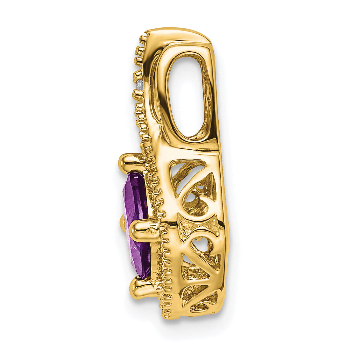 14k Amethyst and Diamond Pendant-PM7034-AM-001-YA