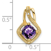 14k Amethyst and Diamond Pendant-PM7034-AM-001-YA