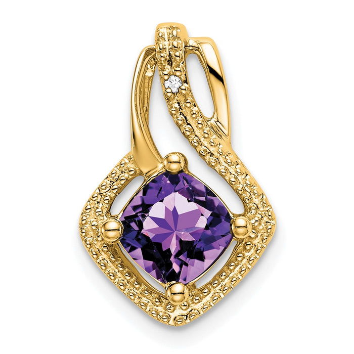 14k Amethyst and Diamond Pendant-PM7034-AM-001-YA