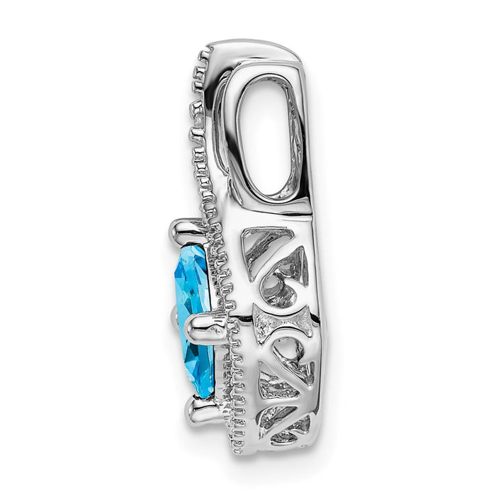 14k White Gold Blue Topaz and Diamond Pendant-PM7034-BT-001-WA