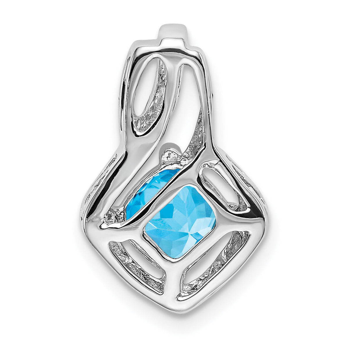 14k White Gold Blue Topaz and Diamond Pendant-PM7034-BT-001-WA