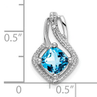 14k White Gold Blue Topaz and Diamond Pendant-PM7034-BT-001-WA
