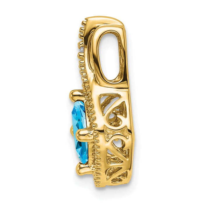 14k Blue Topaz and Diamond Pendant-PM7034-BT-001-YA