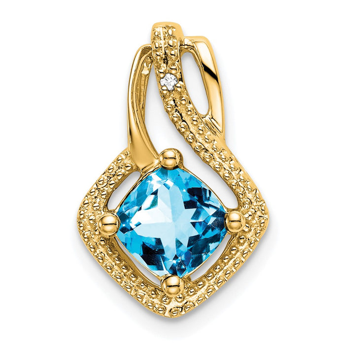 14k Blue Topaz and Diamond Pendant-PM7034-BT-001-YA