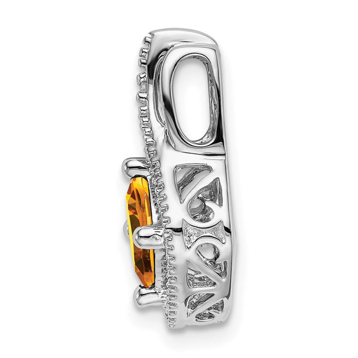 14k White Gold Citrine and Diamond Pendant-PM7034-CI-001-WA