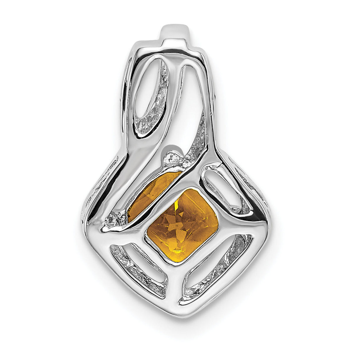 14k White Gold Citrine and Diamond Pendant-PM7034-CI-001-WA