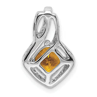 14k White Gold Citrine and Diamond Pendant-PM7034-CI-001-WA