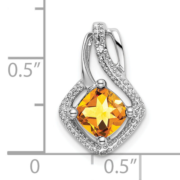 14k White Gold Citrine and Diamond Pendant-PM7034-CI-001-WA