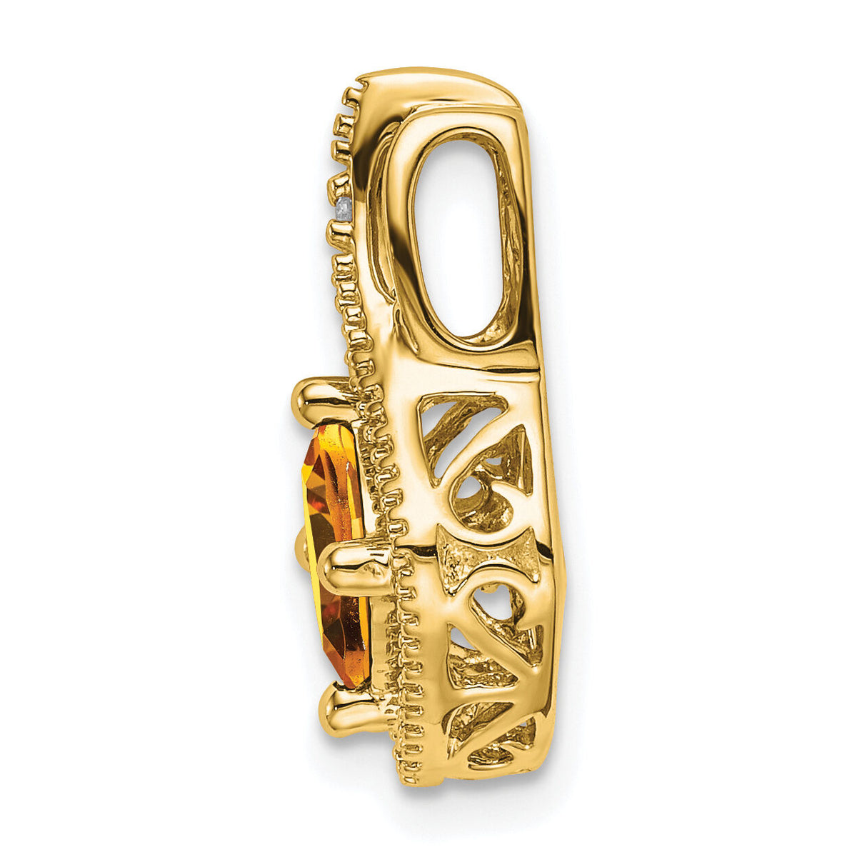 14k Citrine and Diamond Pendant-PM7034-CI-001-YA