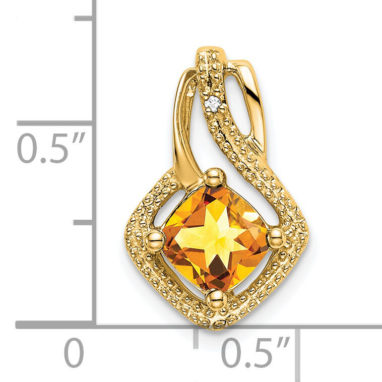 14k Citrine and Diamond Pendant-PM7034-CI-001-YA