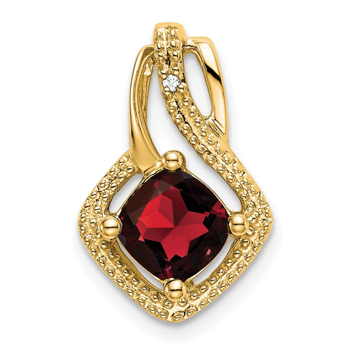 14k Garnet and Diamond Pendant-PM7034-GA-001-YA