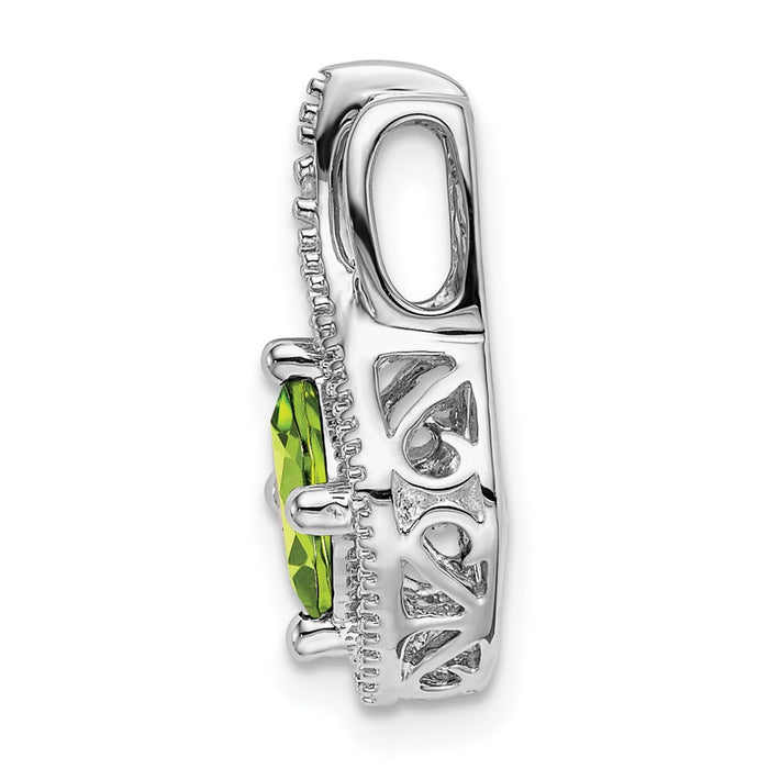 14k White Gold Peridot and Diamond Pendant-PM7034-PE-001-WA