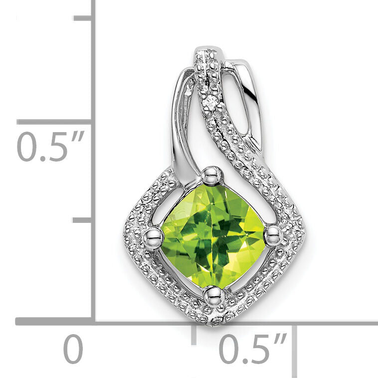 14k White Gold Peridot and Diamond Pendant-PM7034-PE-001-WA