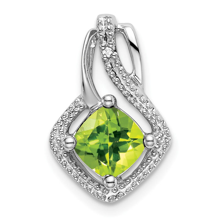 14k White Gold Peridot and Diamond Pendant-PM7034-PE-001-WA