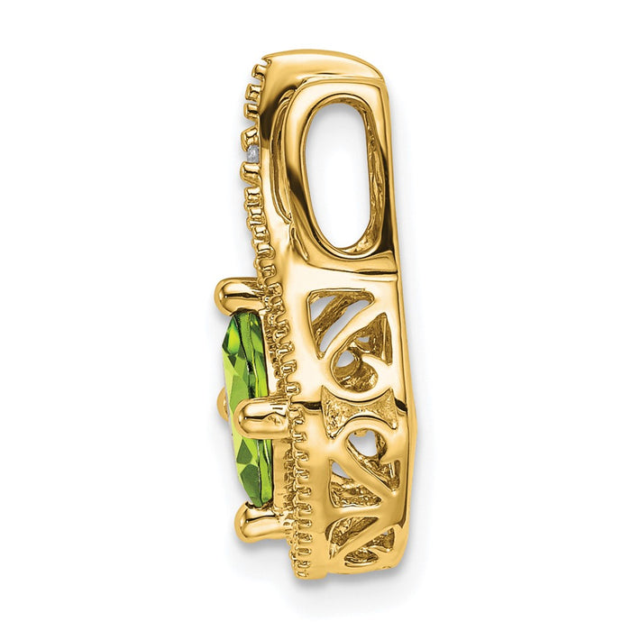 14k Peridot and Diamond Pendant-PM7034-PE-001-YA