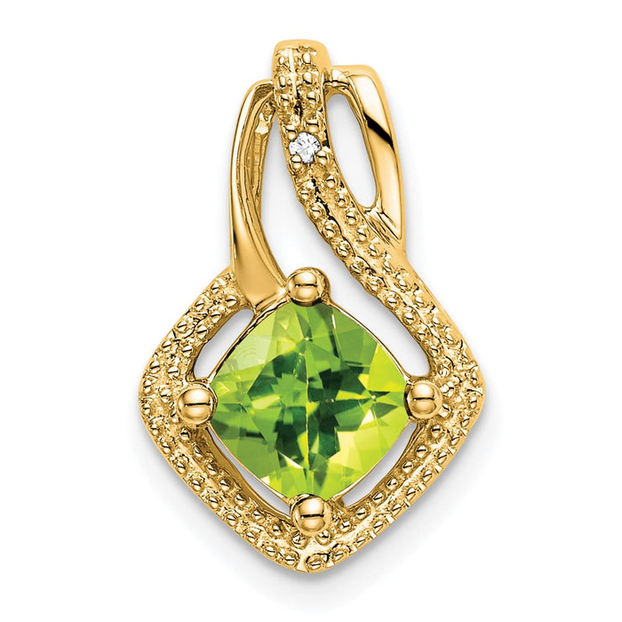 14k Peridot and Diamond Pendant-PM7034-PE-001-YA