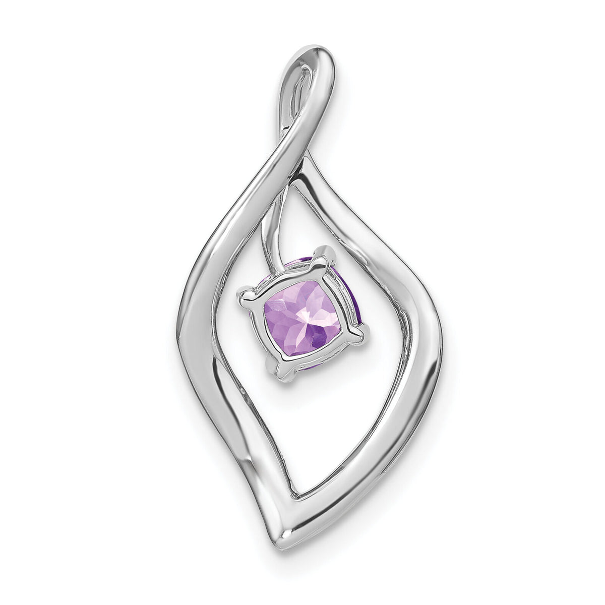 14k White Gold Amethyst and Diamond Pendant-PM7035-AM-003-WA