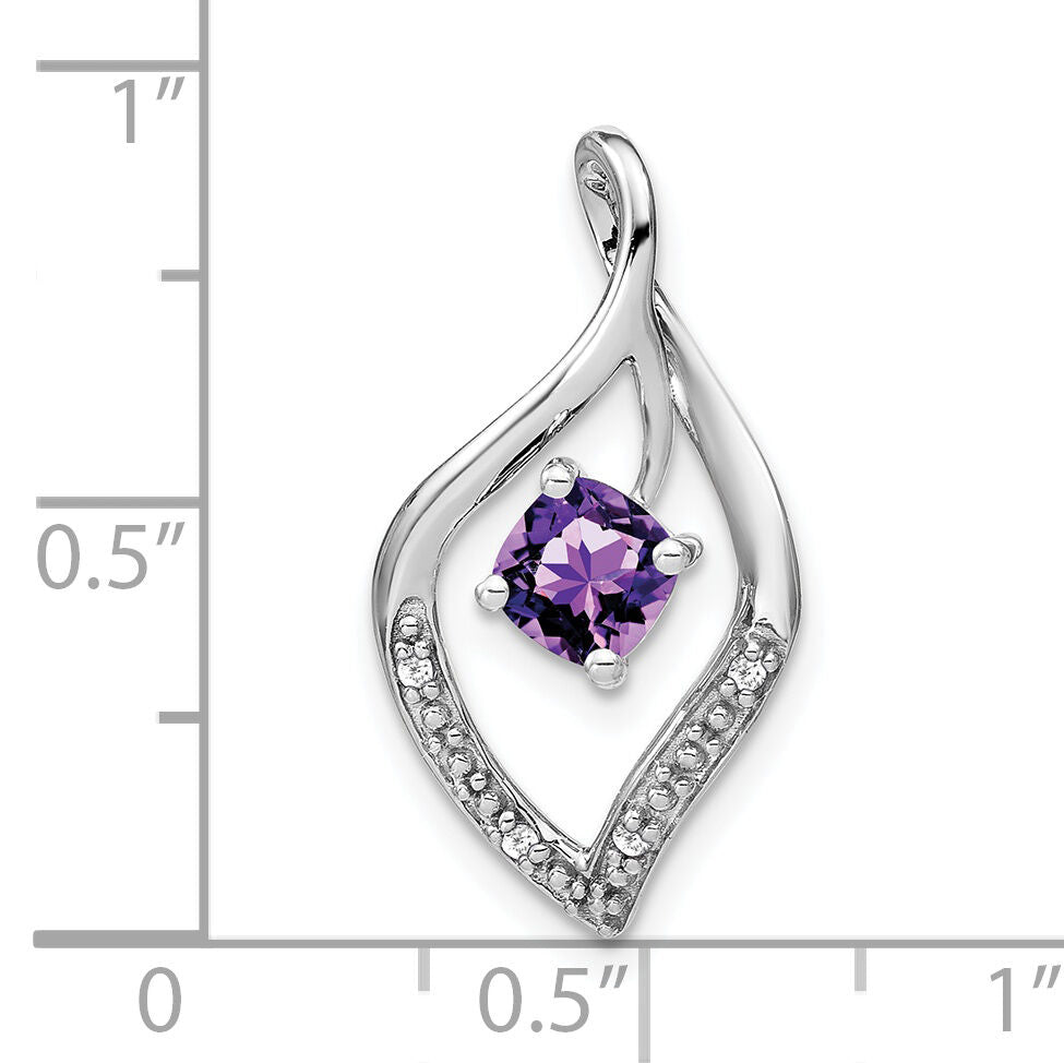 14k White Gold Amethyst and Diamond Pendant-PM7035-AM-003-WA