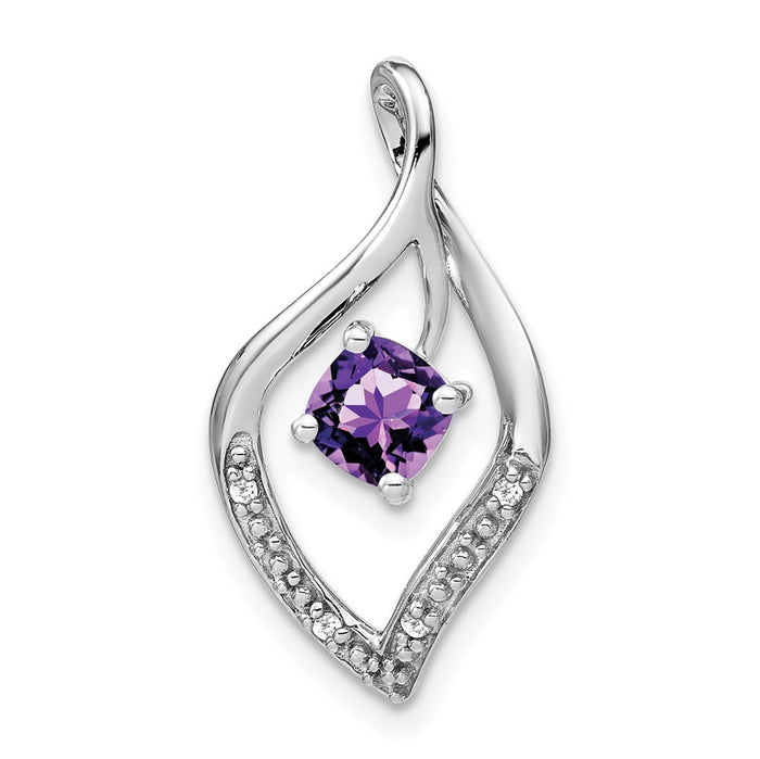14k White Gold Amethyst and Diamond Pendant-PM7035-AM-003-WA