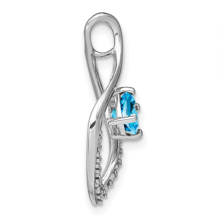 14k White Gold Blue Topaz and Diamond Pendant-PM7035-BT-003-WA
