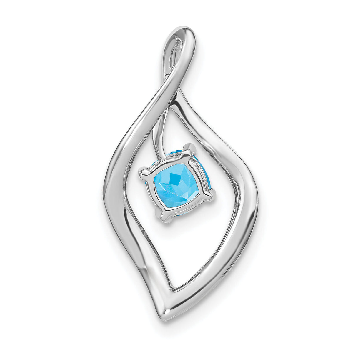 14k White Gold Blue Topaz and Diamond Pendant-PM7035-BT-003-WA