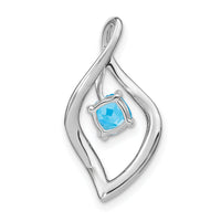 14k White Gold Blue Topaz and Diamond Pendant-PM7035-BT-003-WA