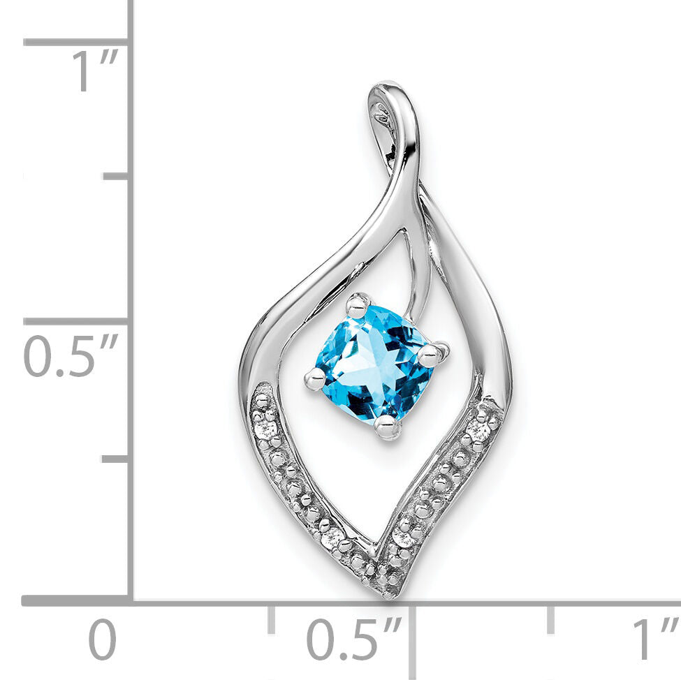 14k White Gold Blue Topaz and Diamond Pendant-PM7035-BT-003-WA