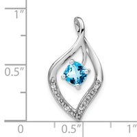 14k White Gold Blue Topaz and Diamond Pendant-PM7035-BT-003-WA