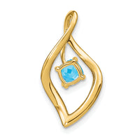 14k Blue Topaz and Diamond Pendant-PM7035-BT-003-YA