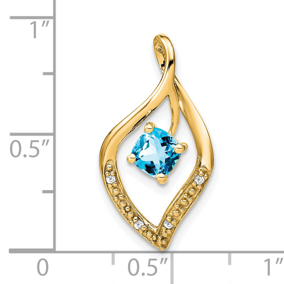 14k Blue Topaz and Diamond Pendant-PM7035-BT-003-YA
