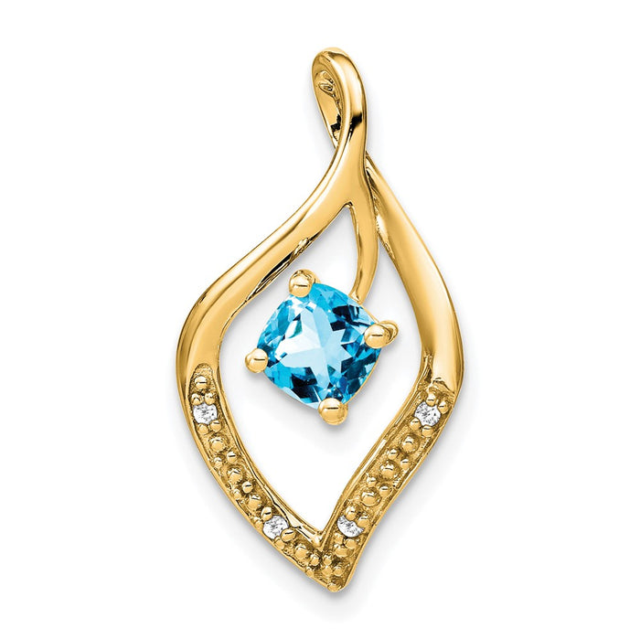 14k Blue Topaz and Diamond Pendant-PM7035-BT-003-YA