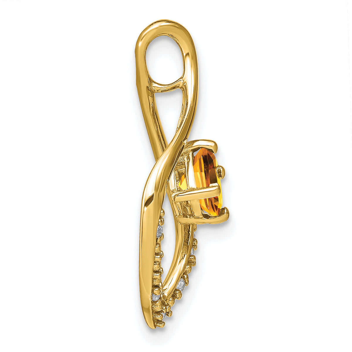 14k Citrine and Diamond Pendant-PM7035-CI-003-YA