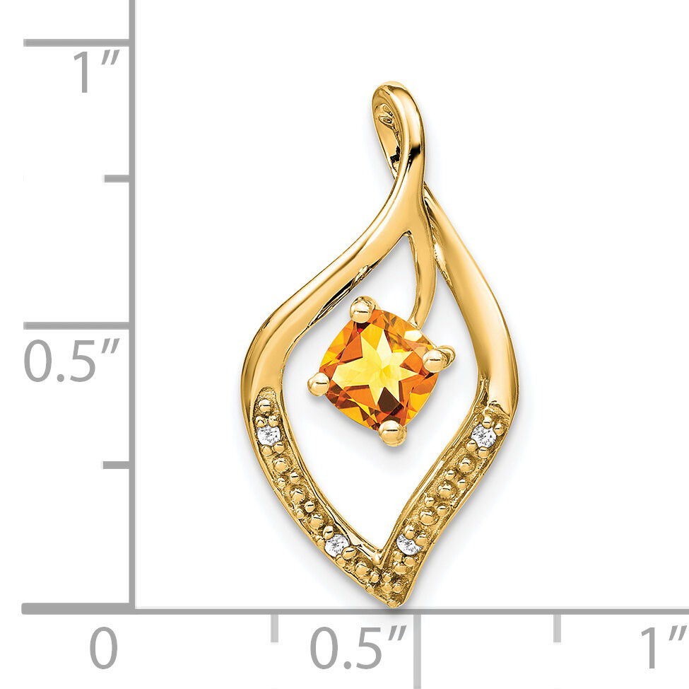 14k Citrine and Diamond Pendant-PM7035-CI-003-YA