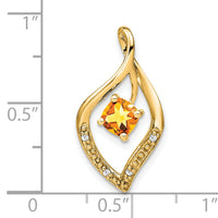 14k Citrine and Diamond Pendant-PM7035-CI-003-YA