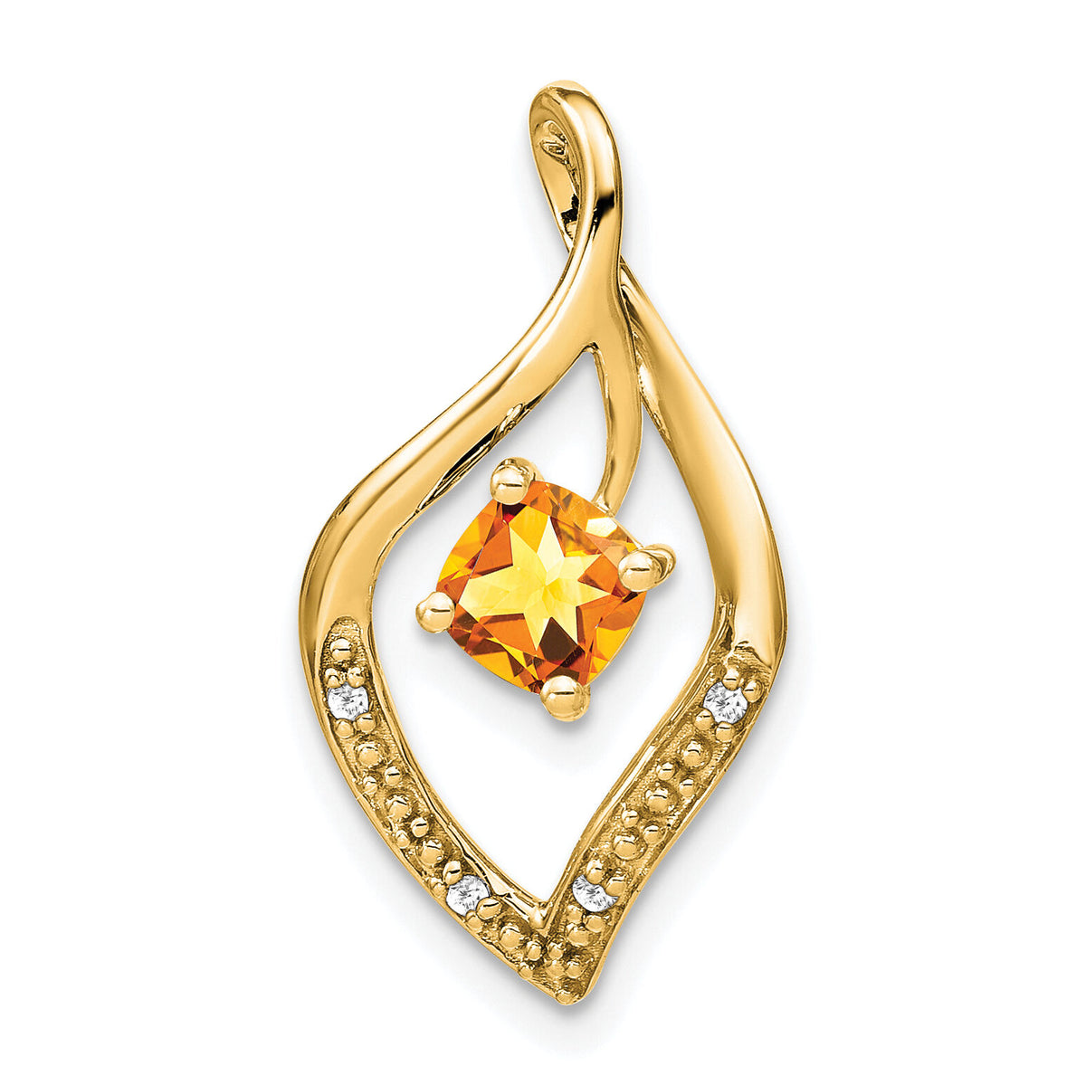 14k Citrine and Diamond Pendant-PM7035-CI-003-YA