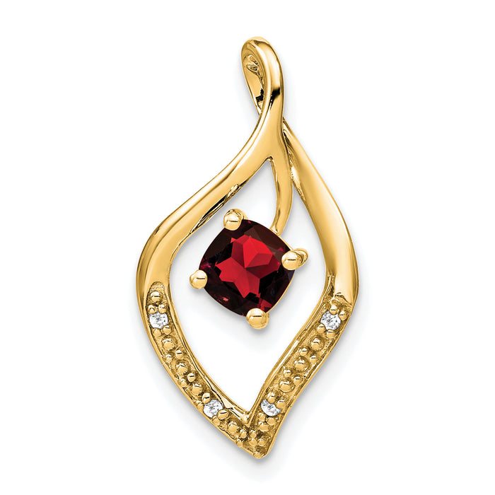14k Garnet and Diamond Pendant-PM7035-GA-003-YA