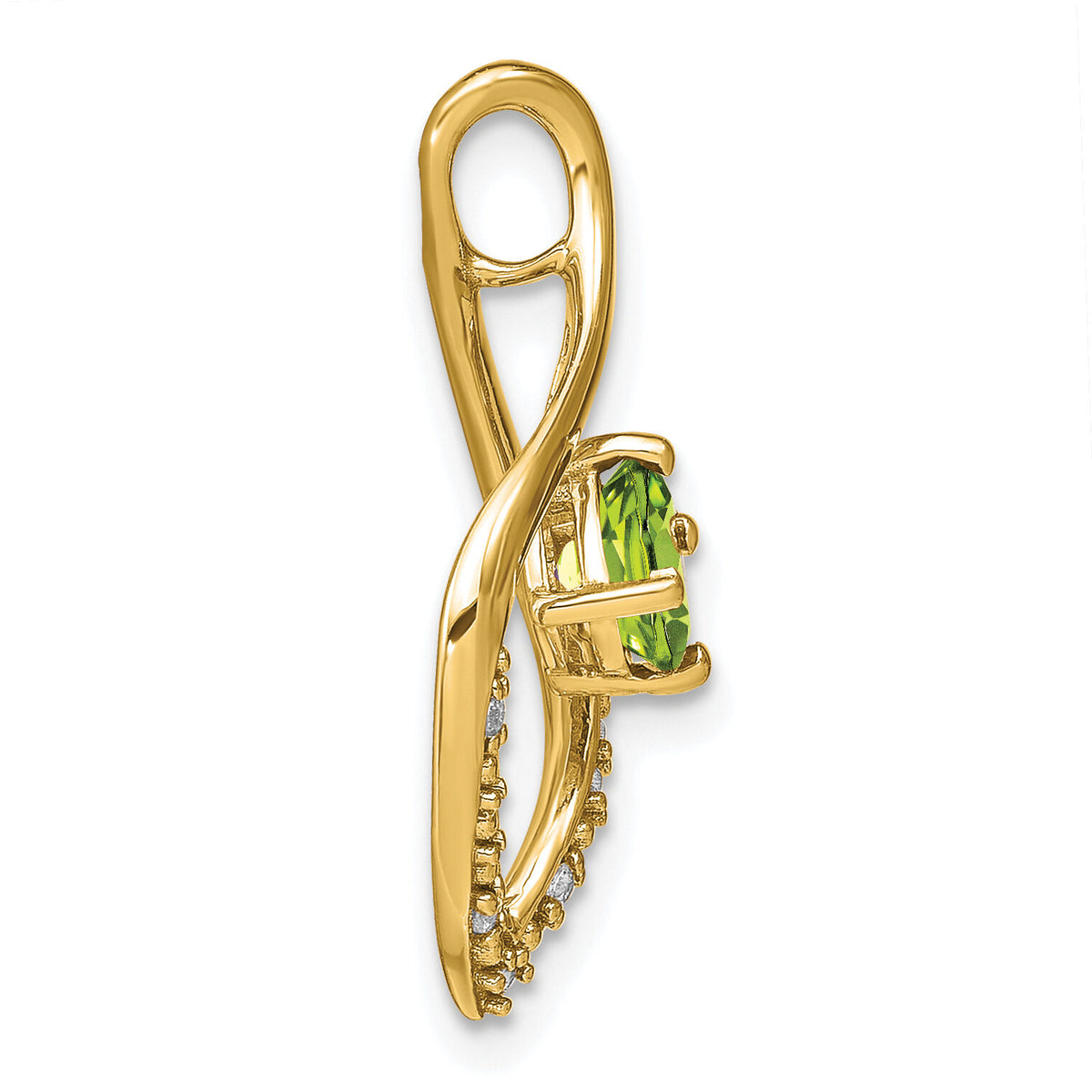 14k Peridot and Diamond Pendant-PM7035-PE-003-YA